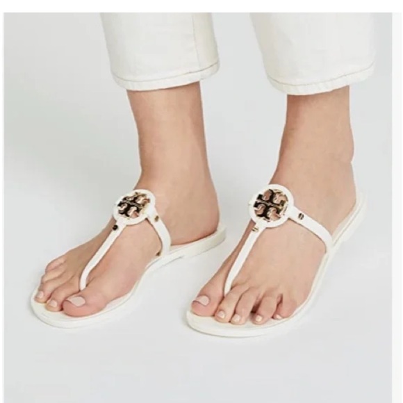 Tory Burch Ivory Jelly Slip On Thong Thong Flip Flop Sandals - Sz 7 - Picture 1 of 8